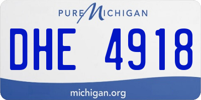 MI license plate DHE4918