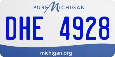 MI license plate DHE4928