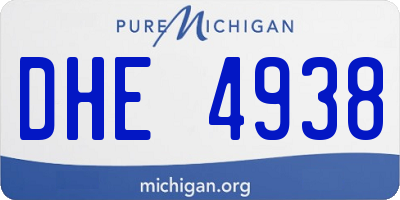 MI license plate DHE4938