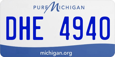 MI license plate DHE4940