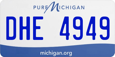 MI license plate DHE4949