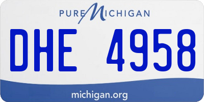 MI license plate DHE4958