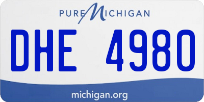 MI license plate DHE4980