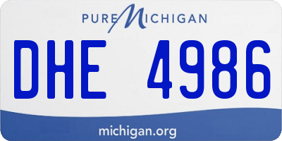 MI license plate DHE4986