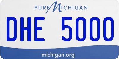 MI license plate DHE5000