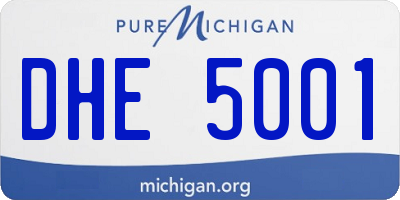 MI license plate DHE5001