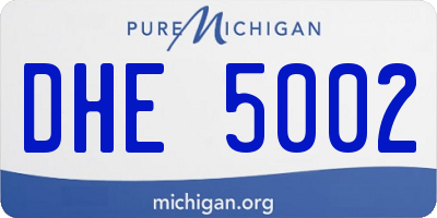 MI license plate DHE5002