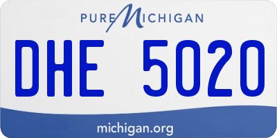 MI license plate DHE5020