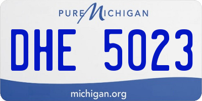 MI license plate DHE5023