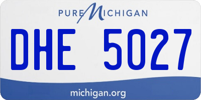 MI license plate DHE5027
