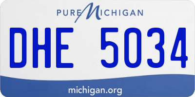 MI license plate DHE5034