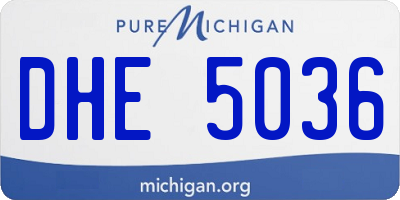 MI license plate DHE5036