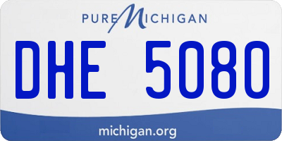 MI license plate DHE5080