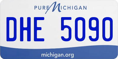 MI license plate DHE5090