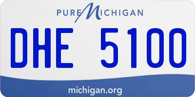 MI license plate DHE5100
