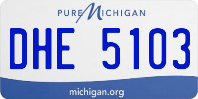 MI license plate DHE5103