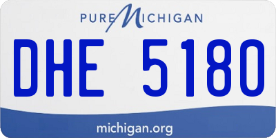 MI license plate DHE5180