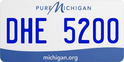 MI license plate DHE5200