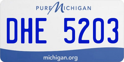 MI license plate DHE5203