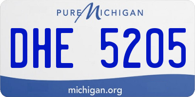 MI license plate DHE5205