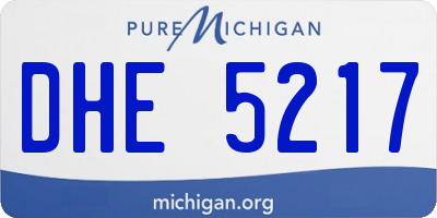 MI license plate DHE5217