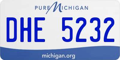 MI license plate DHE5232