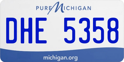 MI license plate DHE5358