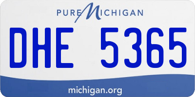 MI license plate DHE5365