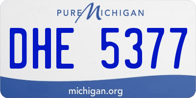 MI license plate DHE5377