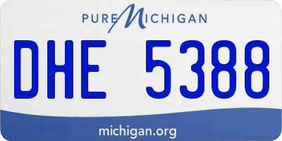 MI license plate DHE5388
