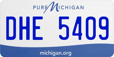 MI license plate DHE5409