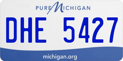 MI license plate DHE5427