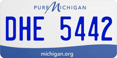 MI license plate DHE5442