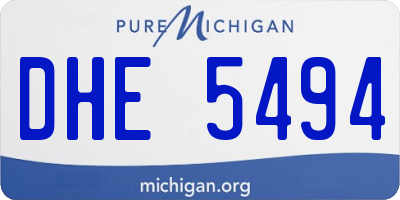 MI license plate DHE5494