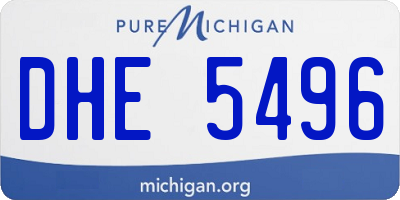 MI license plate DHE5496