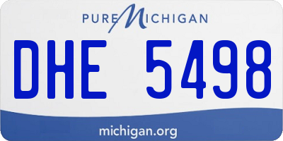 MI license plate DHE5498