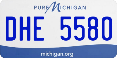 MI license plate DHE5580
