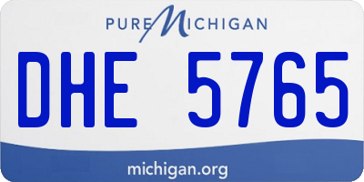 MI license plate DHE5765