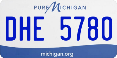 MI license plate DHE5780