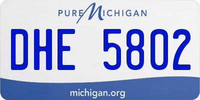 MI license plate DHE5802