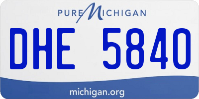 MI license plate DHE5840