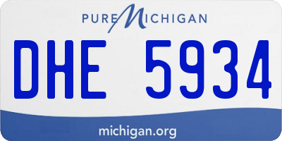 MI license plate DHE5934