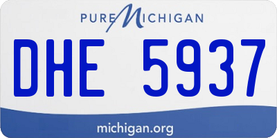 MI license plate DHE5937