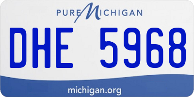 MI license plate DHE5968