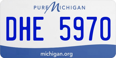 MI license plate DHE5970