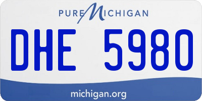 MI license plate DHE5980