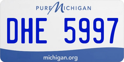 MI license plate DHE5997