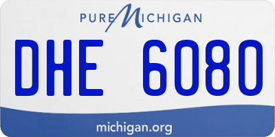 MI license plate DHE6080