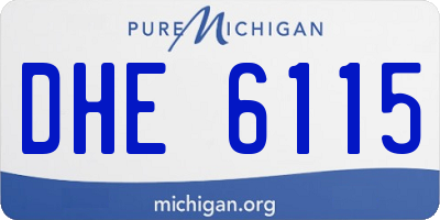 MI license plate DHE6115