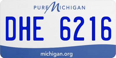 MI license plate DHE6216